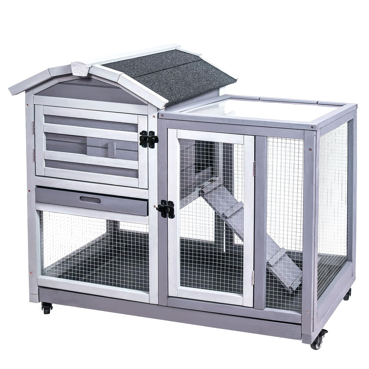 Wooden Rabbit Hutch with Waterproof Roof P41787