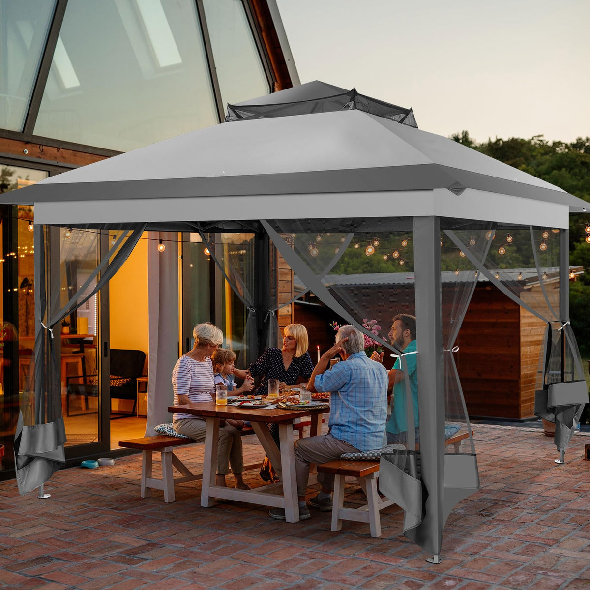 11x11 Pop Up Gazebo Canopy Tent with Mosquito Net Q6899