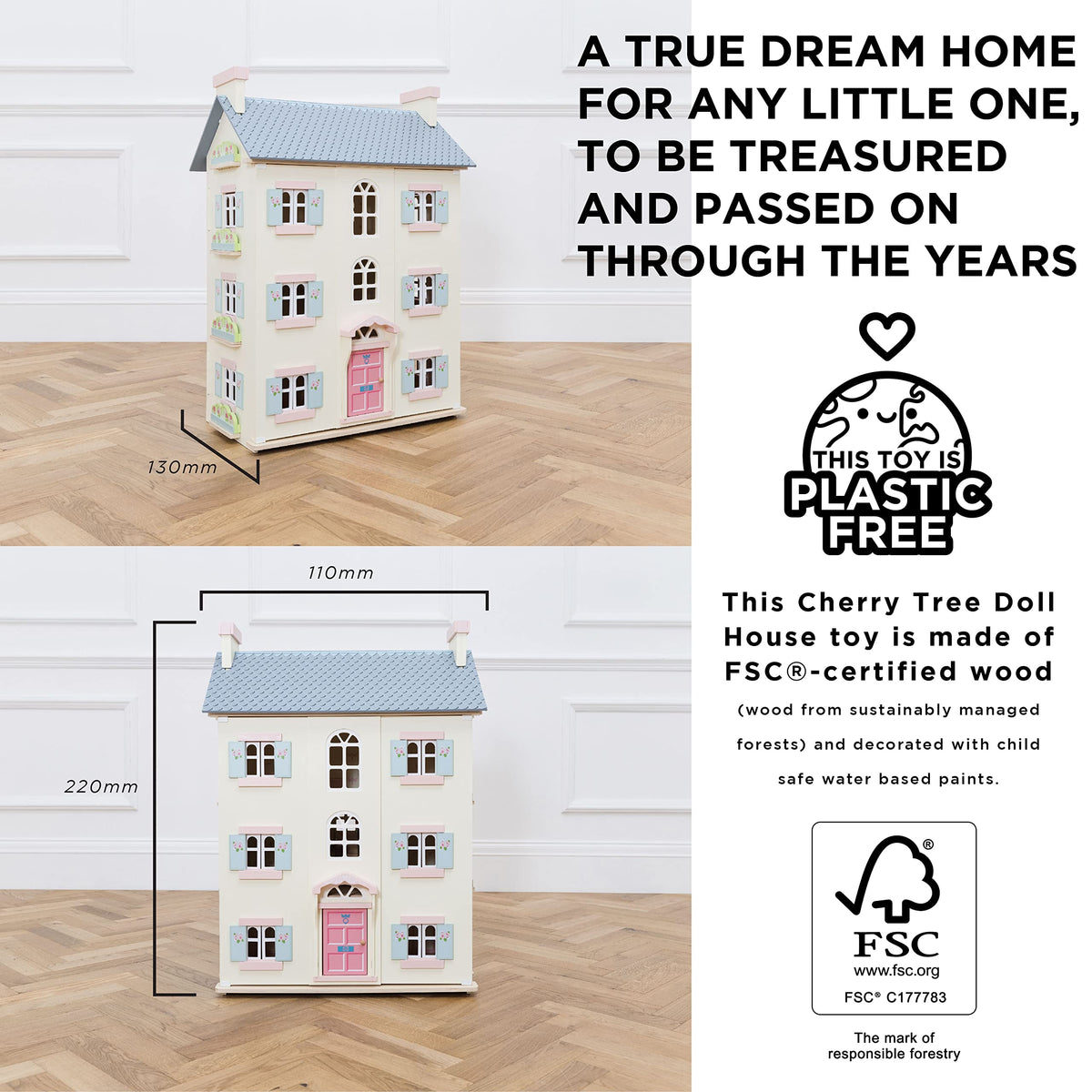 4 Storey Wooden Doll House Play Set U322