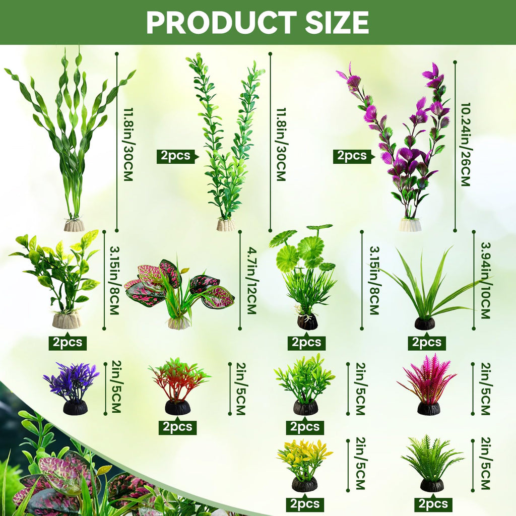 Artificial Aquarium Plants Green Plastic Fish Tank Decorations U733605