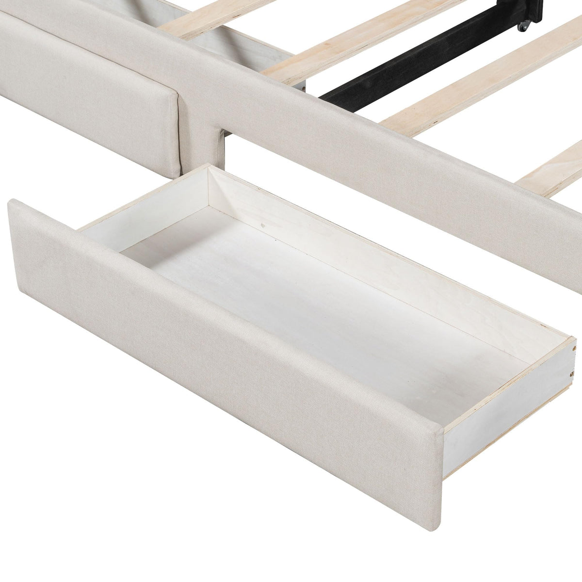 Twin XL to King Size Upholstered Daybed with Trundle and 2 Storage Drawers U59177
