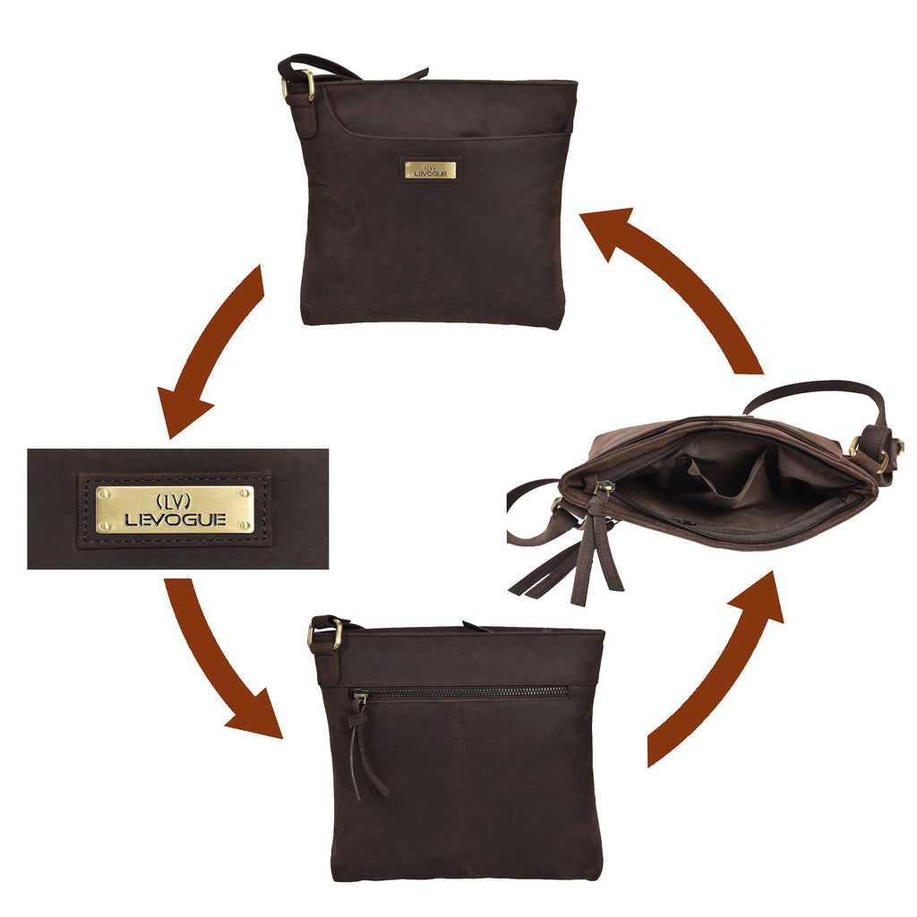 Genuine Leather Women's Crossbody Bag with Adjustable Strap Y43417