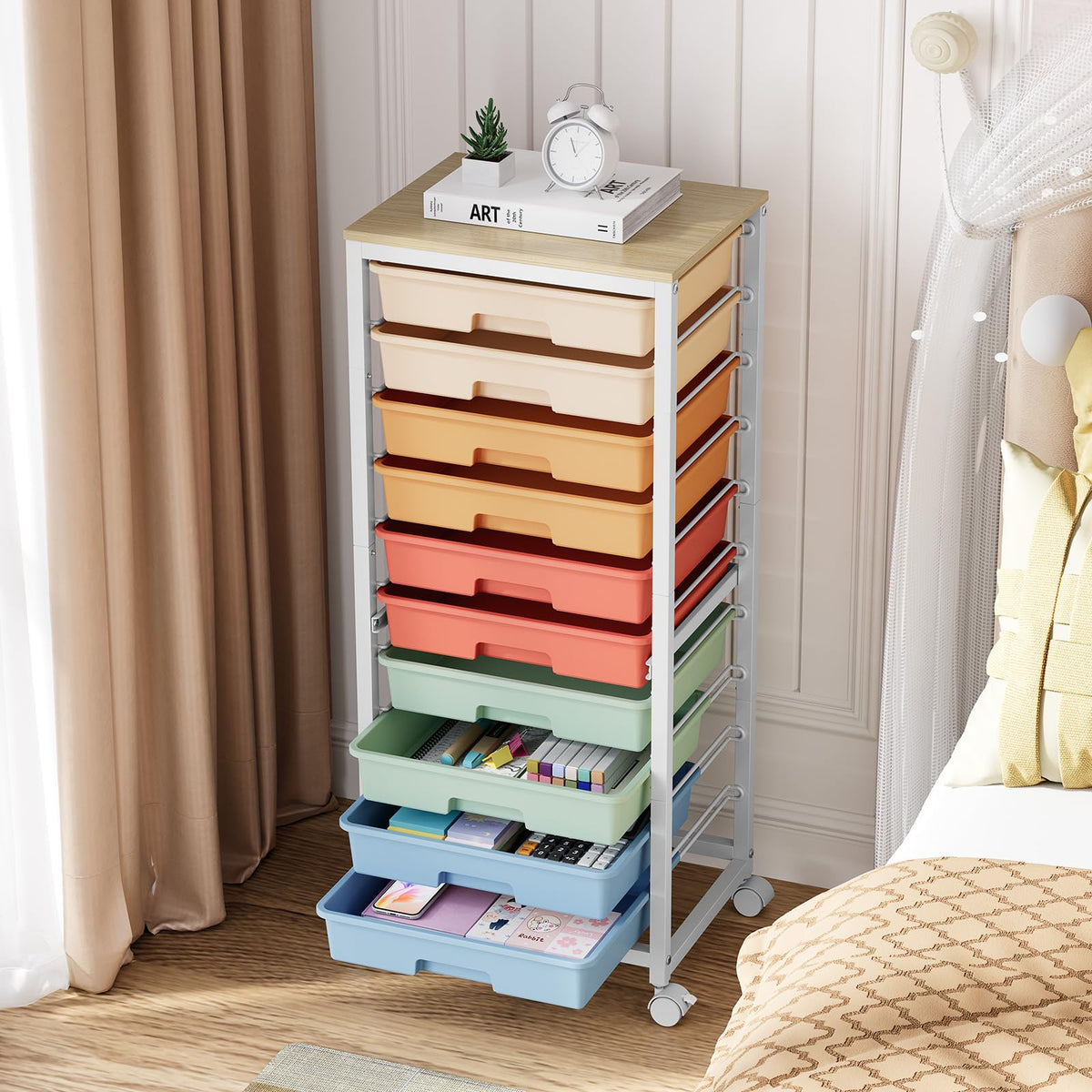 10 Drawer Rolling Cart A645