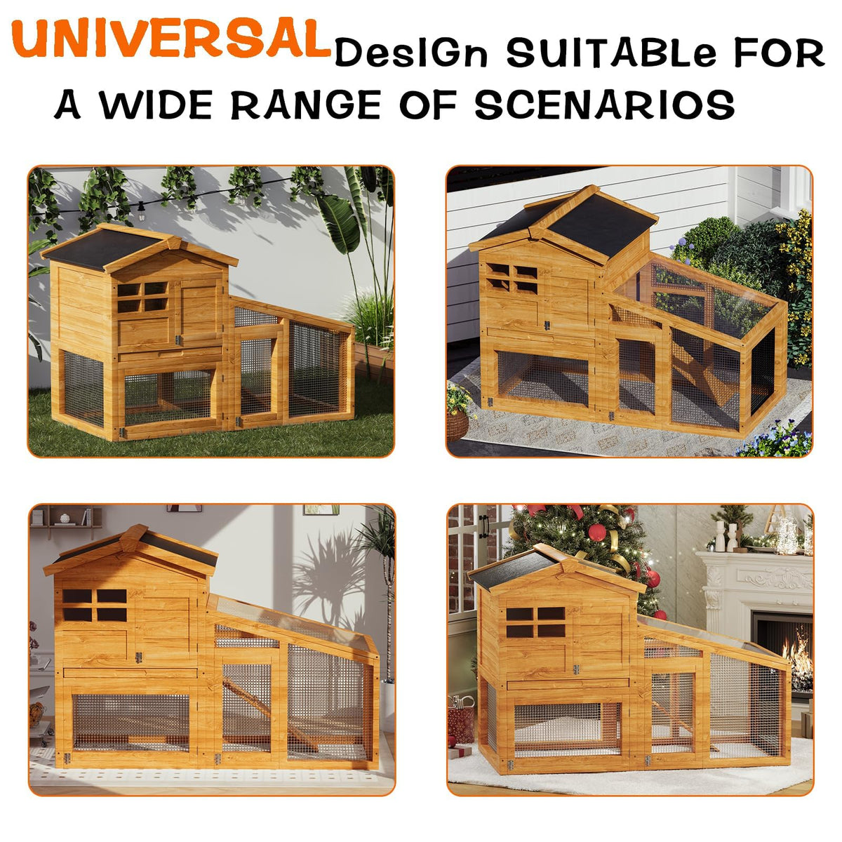 2-Story Wooden Rabbit Hutch with Run M250592