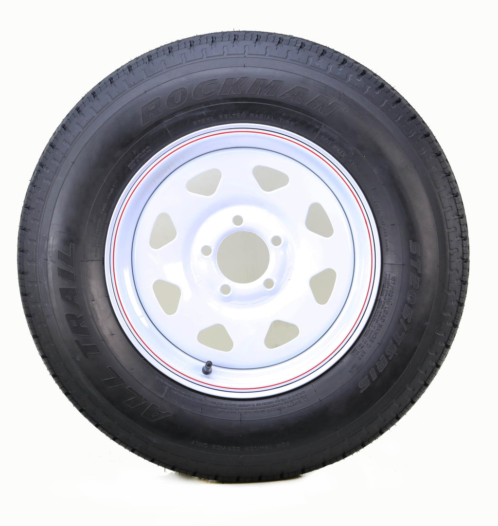 Trailer Tire & Wheel ST205/75R15 8-Ply White Spoke Rim T738357