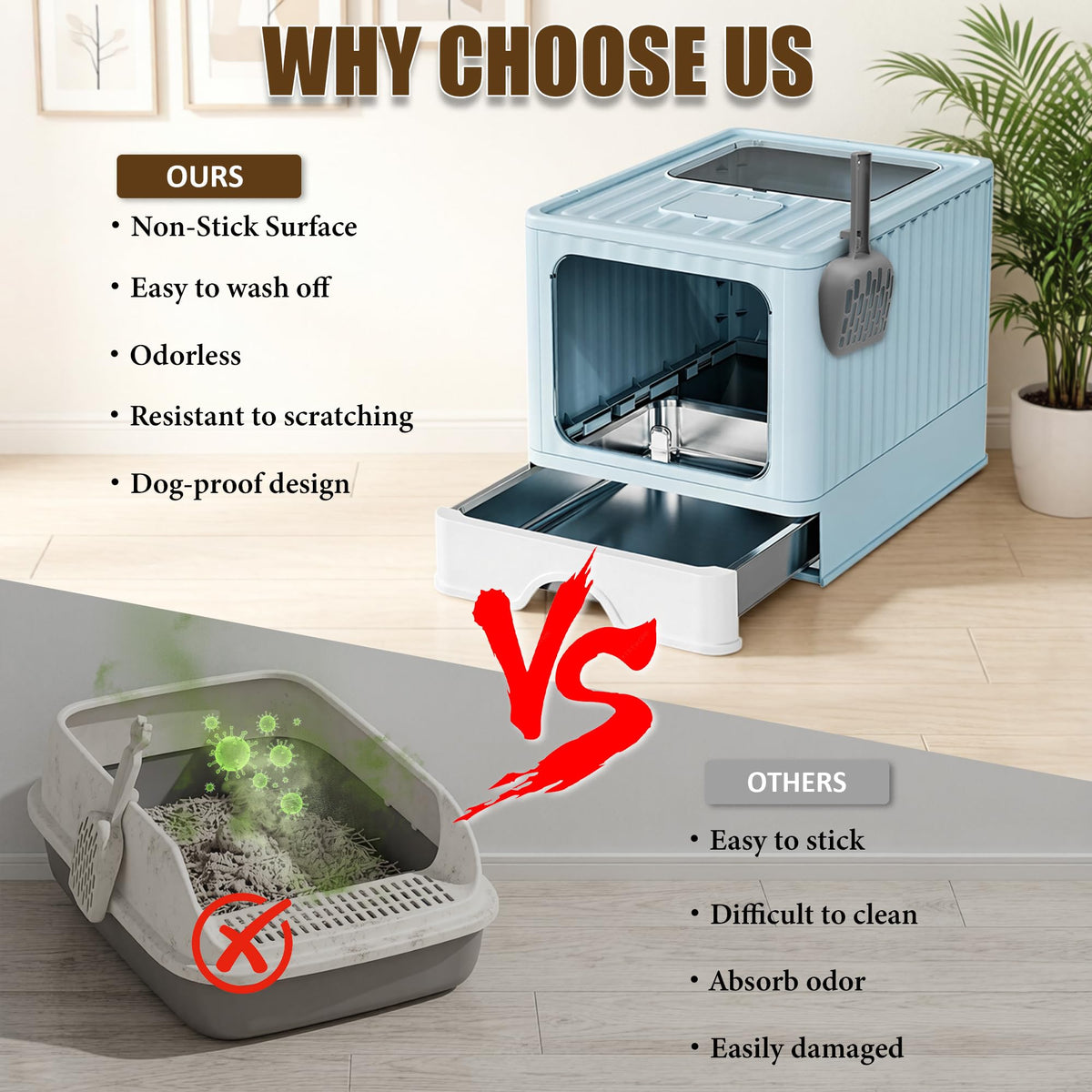 Stainless Steel Cat Litter Box With Lid P24605