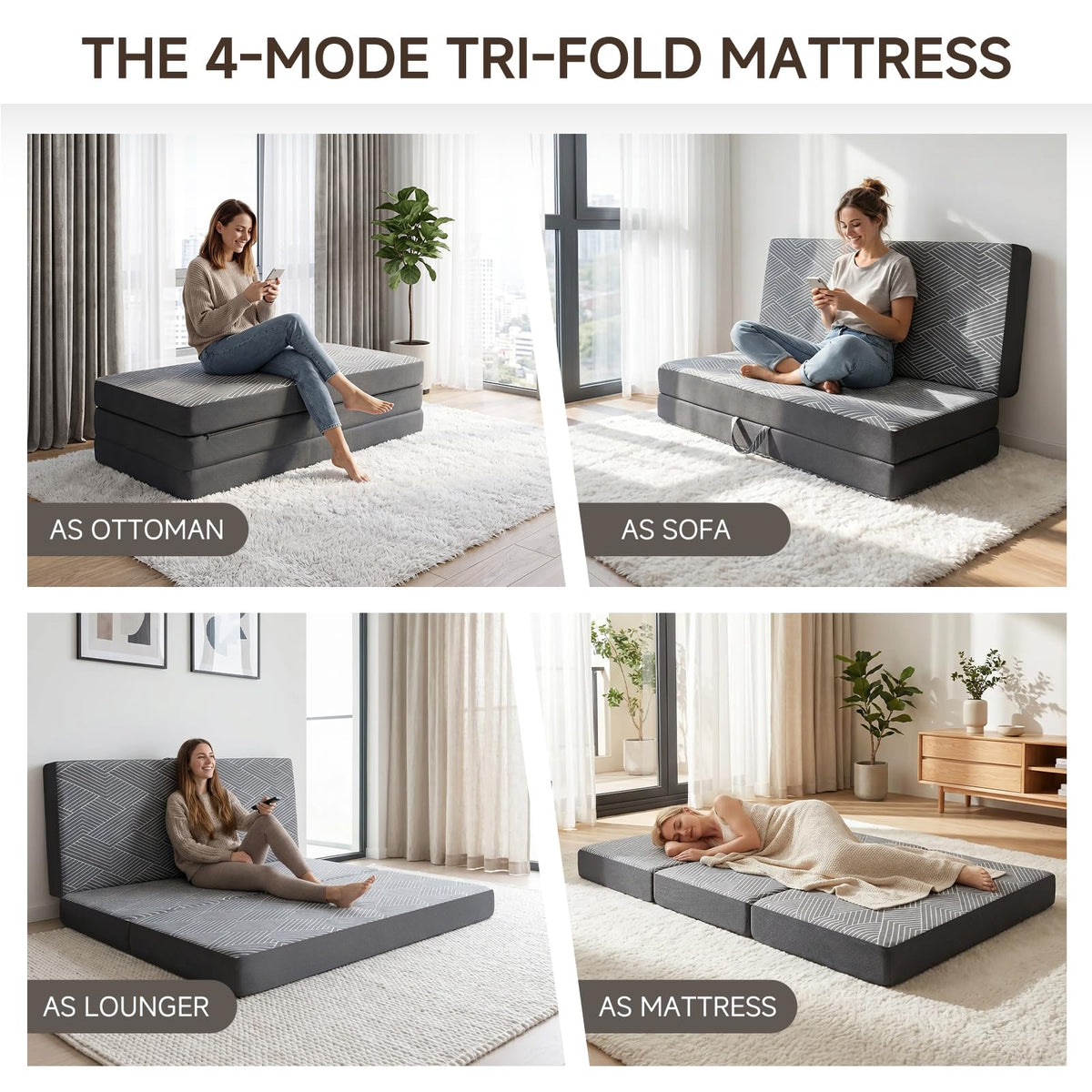 Memory Foam Tri Folding Mattress Twin Size 4 Inch K2632