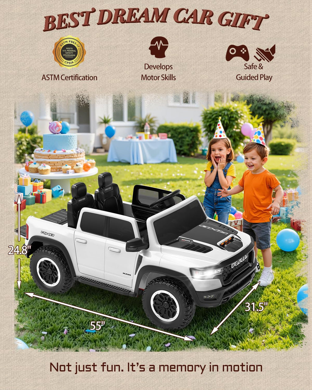 2 Seater Electric Car for Kids with Remote Control E557