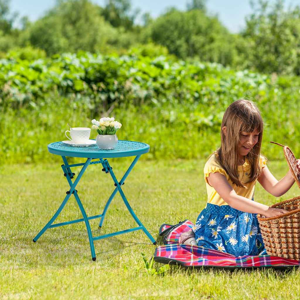 Folding Outdoor Side Table with Cutouts P8781