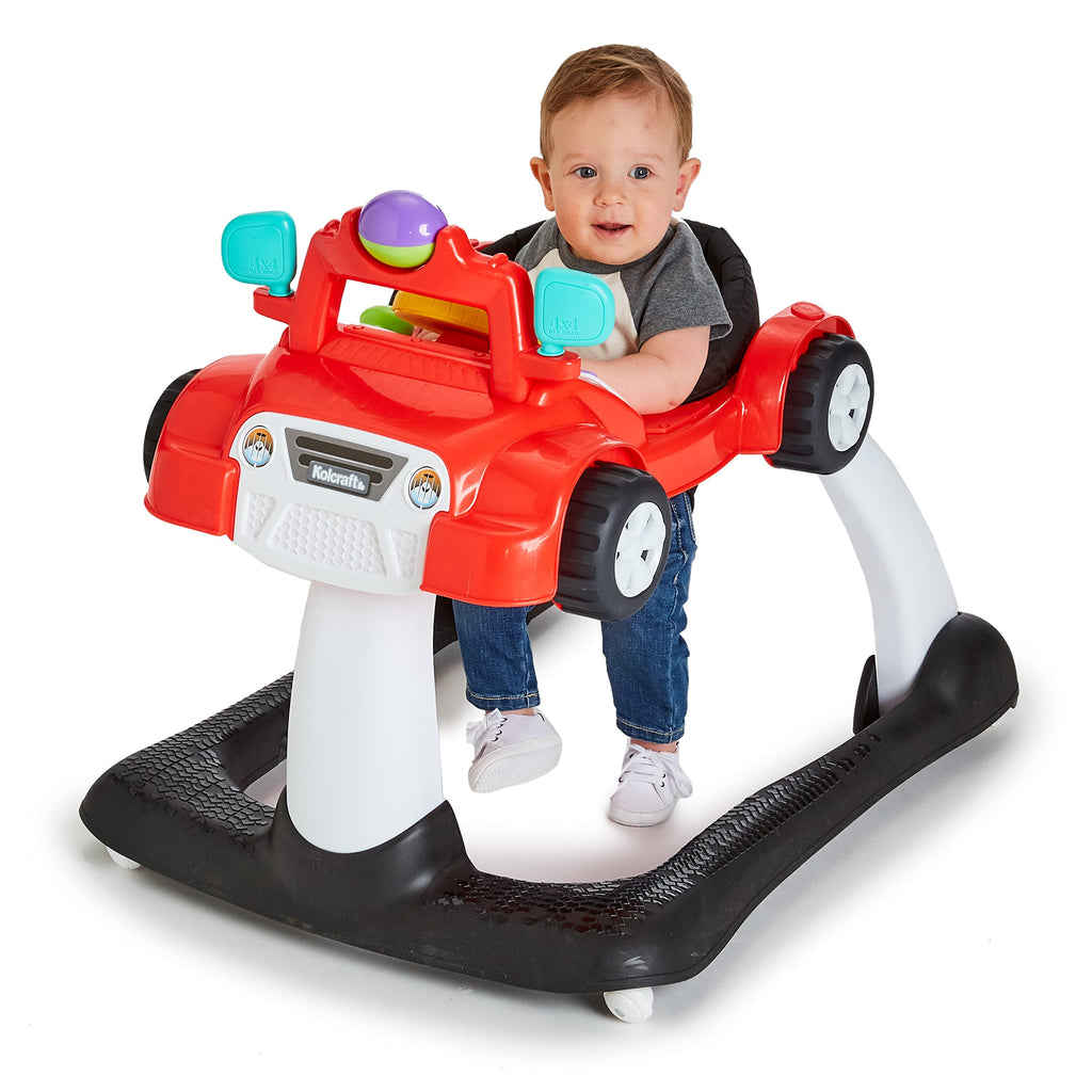 2-in-1 Baby Push Walker with Wheels, Seated or Walk-Behind, Racer Red P641017