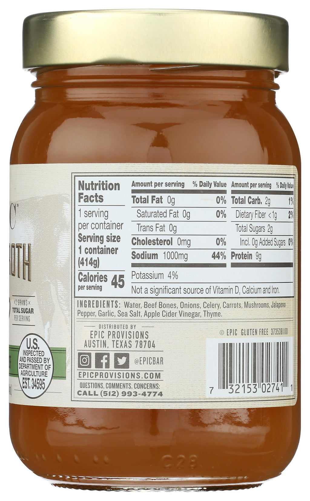 Bone Broth, Beef Jalapeno Sea Salt, 14 oz. J68730
