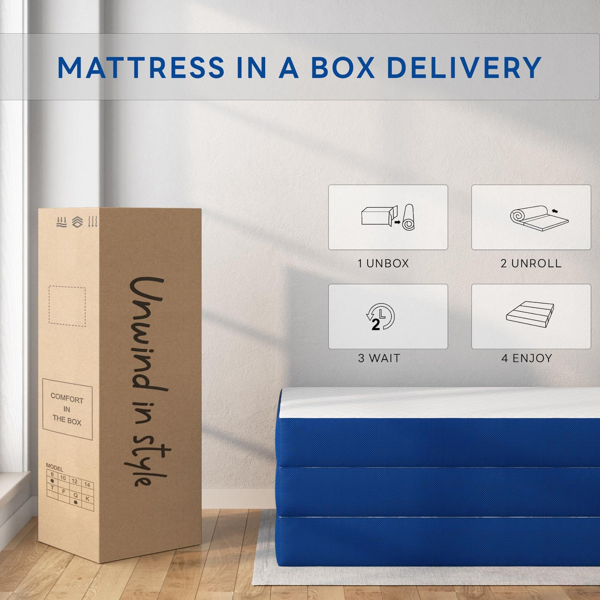 Queen 6 Inch Gel Memory Foam Trifold Mattress B345