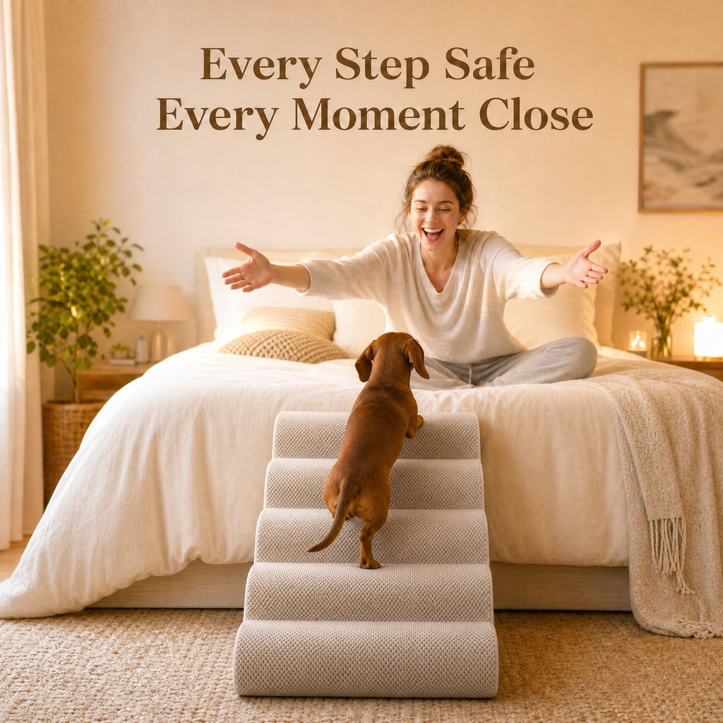 Dog Ramp, Pet Ramp, Dog Stairs, Non-Slip Ladder, 5-Step, Gray U49037