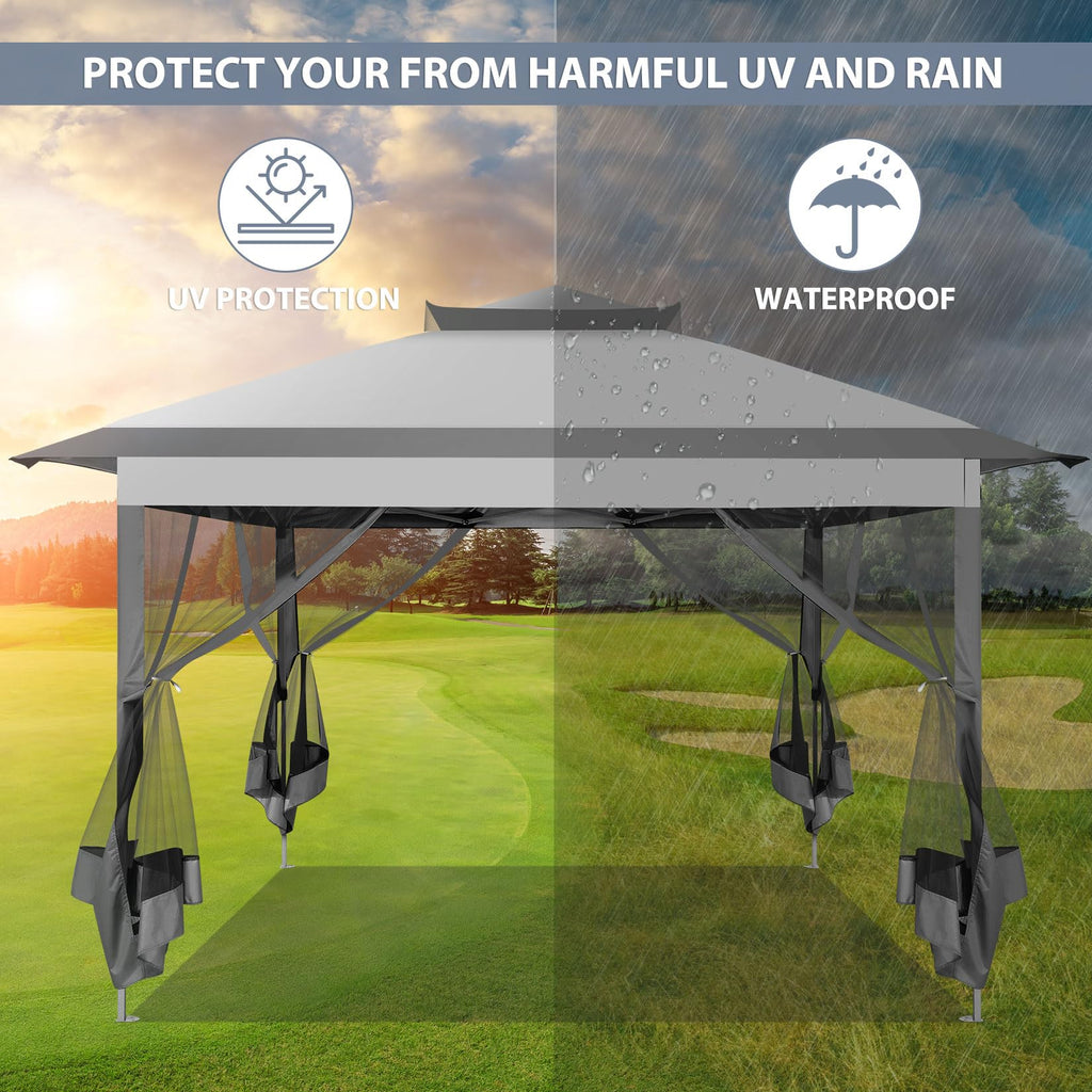 11x11 Pop Up Gazebo Canopy Tent with Mosquito Net Q6899