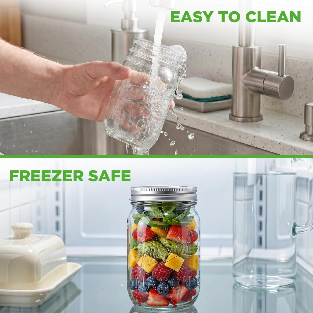 16 oz. Wide Mouth Glass Food Storage Containers with Lids, 12 Pcs L96726