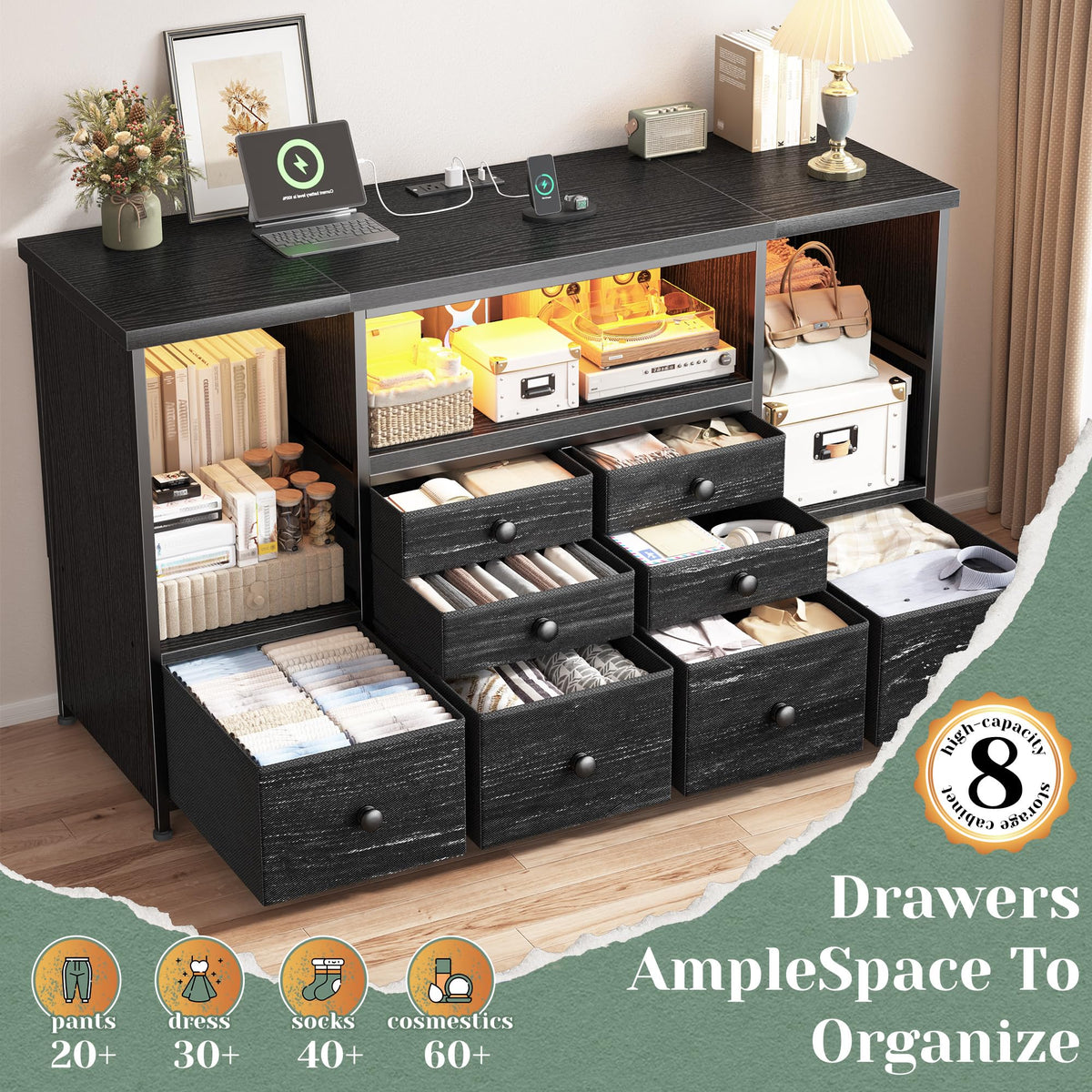 Modern LED Dresser with 8 Drawers C26198