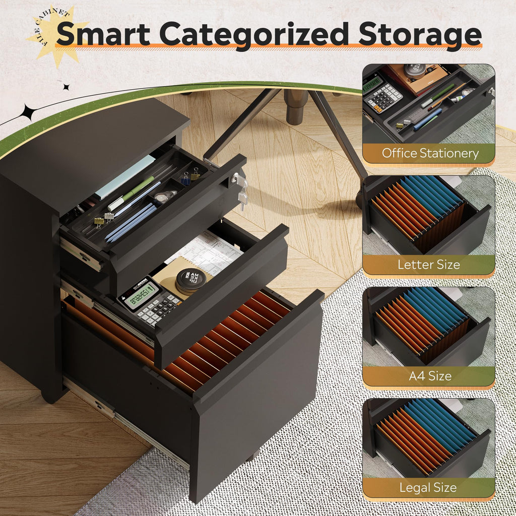 3 Drawer Mobile File Cabinet with Lock A6573