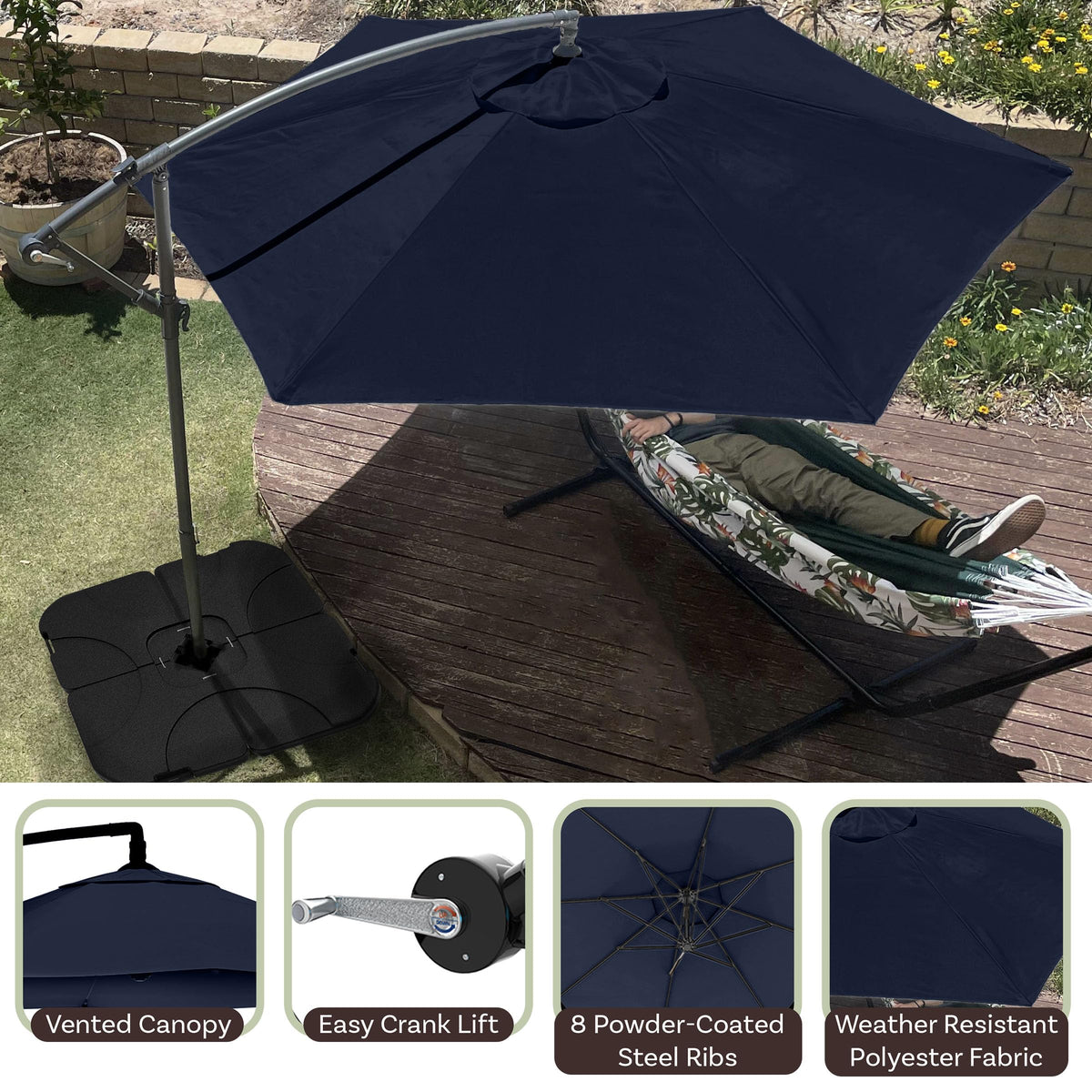 10 Ft Offset Cantilever Patio Umbrella with Cross Base Z3703