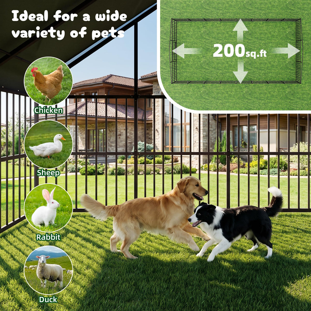 10x20 FT Heavy Duty Outdoor Dog Kennel with Roof M17245