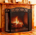 Black 3 Panel Wrought Iron Fireplace Screen B6484