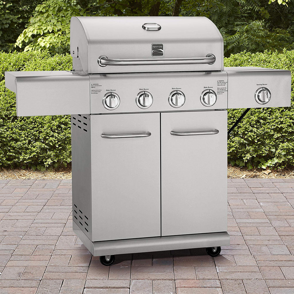 4-Burner Stainless Steel Propane Gas Grill with Side Burner P331437