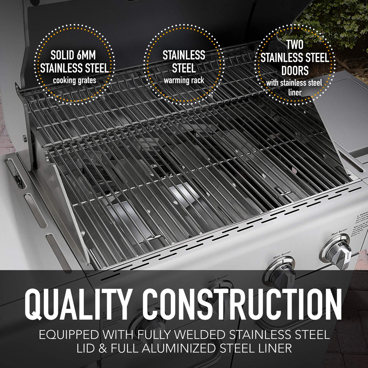 4-Burner Stainless Steel Propane Gas Grill with Side Burner P331437