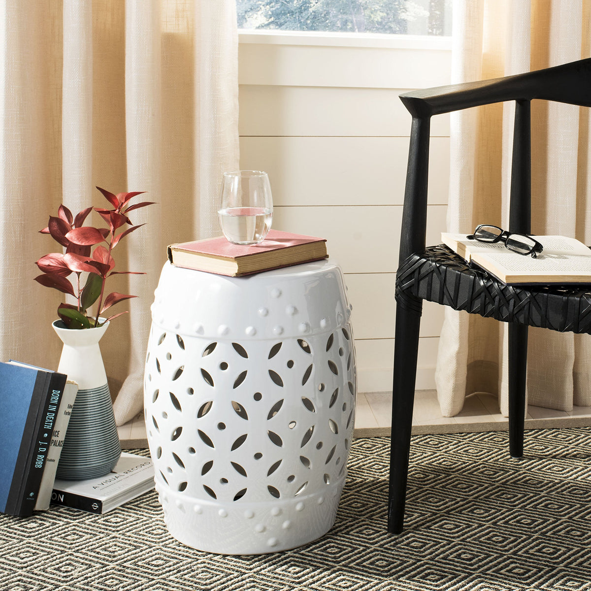 White Ceramic Garden Stool A6293